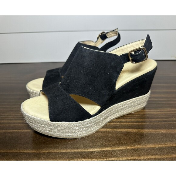 Cordani Calzature Elenor Suede Espadrille Wedge Platform Black Sandal US 8 EU 39 - Picture 1 of 10